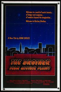 4h170 BROTHER FROM ANOTHER PLANET skyline style 1sh '84 John Sayles, art of Harlem NYC!