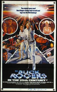 4h172 BUCK ROGERS signed 1sh '79 by Gil Gerard, Erin Grey & Felix Silla, who played the tiny robot!