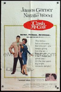 4h195 CASH MCCALL 1sh '60 Natalie Wood gives James Garner the air!