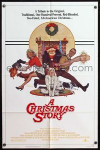4h210 CHRISTMAS STORY 1sh '83 best classic X-mas movie, great art by Robert Tanenbaum!