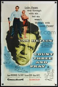 4h233 COUNT THREE & PRAY 1sh '55 many images of Van Helflin, who tops his performance in Shane!
