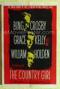 4h234 COUNTRY GIRL 1sh R59 Grace Kelly, Bing Crosby, William Holden, by Clifford Odets!