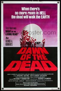 4h252 DAWN OF THE DEAD 1sh '79 George Romero, there's no more room in HELL for the dead!
