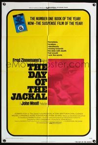 4h253 DAY OF THE JACKAL 1sh '73 Fred Zinnemann assassination classic, master killer Edward Fox!