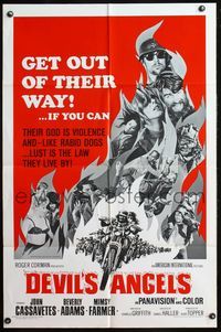 4h269 DEVIL'S ANGELS 1sh '67 AIP, Roger Corman, their god is violence, lust the law they live by!