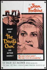 4h272 DEVIL'S OWN 1sh '66 Hammer, Joan Fontaine, The Witches!