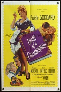 4h279 DIARY OF A CHAMBERMAID 1sh '46 the very true confessions of sexy untrue Paulette Goddard!