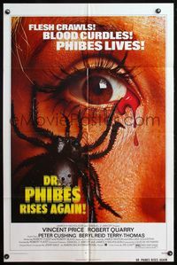 4h302 DR. PHIBES RISES AGAIN 1sh '72 Vincent Price, classic super close up image of beetle in eye!