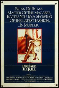 4h306 DRESSED TO KILL 1sh '80 Brian De Palma shows you the latest fashion in murder, sexy legs!