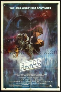 4h319 EMPIRE STRIKES BACK GWTW style 1sh '80 George Lucas sci-fi classic, cool art by Roger Kastel!