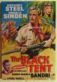 4h137 BLACK TENT English 1sh '57 soldier Anthony Steele marries the Sheik's daughter, cool art!