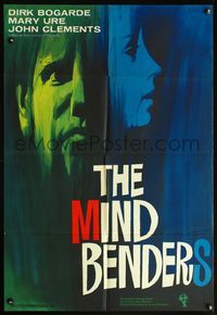 4h678 MIND BENDERS English 1sh '63 cool different artwork of Dirk Bogarde & Mary Ure!