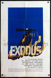 4h326 EXODUS 1sh '61 Paul Newman, Eva Marie Saint, Otto Preminger, classic art by Saul Bass!