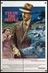 4h330 EYE OF THE NEEDLE int'l 1sh '81 Donald Sutherland, Kate Nelligan, different art by Graves!