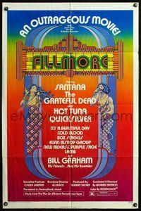 4h353 FILLMORE 1sh '72 Grateful Dead, Santana, rock & roll concert, cool Byrd art!