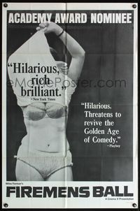 4h359 FIREMEN'S BALL reviews 1sh '67 Czechoslovakian Milos Forman's Hori ma panenko, sexy image!