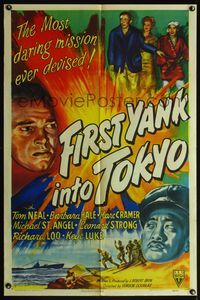 4h368 FIRST YANK INTO TOKYO 1sh '45 Tom Neal & Barbara Hale in most daring mission ever devised!