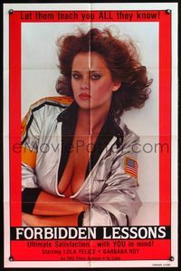 4h395 FORBIDDEN LESSONS 1sh 1982 sexy woman in racing jacket!