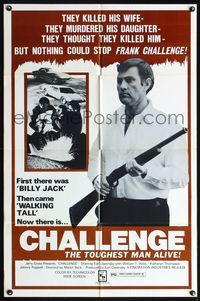 4h402 FRANK CHALLENGE MANHUNTER 1sh '74 cool image of spy Earl Owensby in the title role!