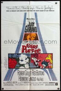 4h418 GAY PURR-EE 1sh '62 Judy Garland, Robert Goulet, Red Buttons, cartoon cats!
