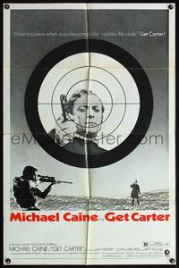4h422 GET CARTER style B 1sh '71 great image of Michael Caine in assassin's scope!