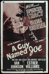 4h451 GUY NAMED JOE 1sh R55 World War II pilot Spencer Tracy loves Irene Dunne after death!