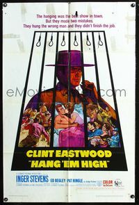 4h454 HANG 'EM HIGH 1sh '68 Clint Eastwood, they hung the wrong man and didn't finish the job!