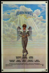 4h468 HEAVEN CAN WAIT 1sh '78 art of angel Warren Beatty wearing sweats, football!