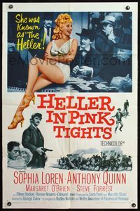 4h473 HELLER IN PINK TIGHTS 1sh '60 sexy blonde Sophia Loren, great gambling image!