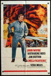 4h474 HELLFIGHTERS 1sh '69 John Wayne as fireman Red Adair, Katharine Ross!