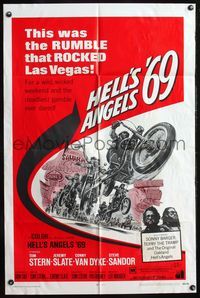 4h477 HELL'S ANGELS '69 1sh '69 biker gang in the rumble that rocked Las Vegas!