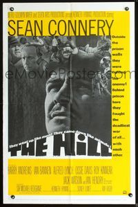 4h486 HILL 1sh '65 directed by Sidney Lumet, great close up of Sean Connery!