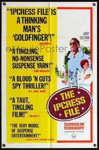 4h549 IPCRESS FILE new art style 1sh '65 Michael Caine in the spy story of the century!