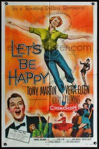 4h587 LET'S BE HAPPY style A 1sh '57 Vera-Ellen & Tony Martin in a rocking and rolling romance!