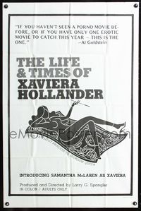 4h592 LIFE & TIMES OF XAVIERA HOLLANDER B&W style 1sh '74 sexy art of smoking naked Samantha McLaren