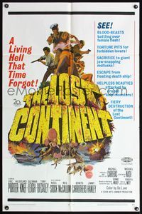 4h601 LOST CONTINENT 1sh '68 Hammer sci-fi, great art of sexy girl in peril!
