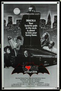 4h602 LOVE AT FIRST BITE 1sh '79 AIP, wacky vampire image of George Hamilton as Dracula!