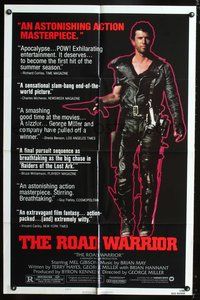 4h611 MAD MAX 2: THE ROAD WARRIOR reviews style B 1sh '81 full-length Mel Gibson returns as Mad Max!