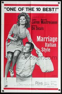 4h645 MARRIAGE ITALIAN STYLE 1sh '64 Matrimonio all'Italiana, Loren, Mastroianni, Vittorio de Sica