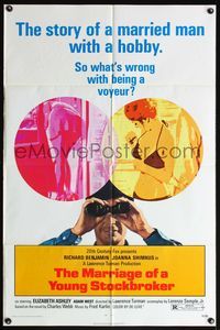 4h646 MARRIAGE OF A YOUNG STOCKBROKER 1sh '71 what's wrong with Richard Benjamin being a voyeur!