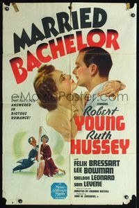 4h650 MARRIED BACHELOR 1sh '41 Robert Young's an author pretending not to be married to Ruth Hussey