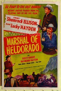 4h653 MARSHAL OF HELDORADO 1sh '50 Jimmy Shamrock Ellison & Lucky Hayden fight to the last bandit!