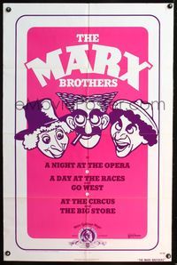 4h654 MARX BROTHERS 1sh '74 Al Hirschfeld-like art of Harpo, Chico & Grocho Marx!