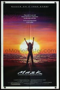 4h658 MASK 1sh '85 Cher, Eric Stoltz is Rocky Dennis, directed by Peter Bogdanovich!