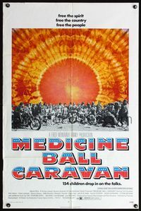 4h668 MEDICINE BALL CARAVAN 1sh '71 rock 'n' roll, cool image of crowd of hippies & tie-dye!