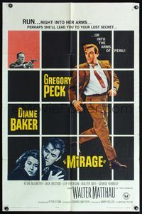 4h679 MIRAGE 1sh '65 is the key to Gregory Peck's secret in his mind, or in Diane Baker's arms?