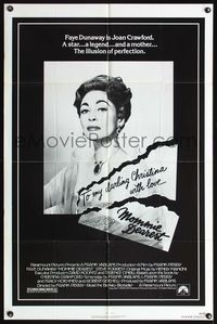 4h684 MOMMIE DEAREST 1sh '81 great portrait of Faye Dunaway as Joan Crawford!