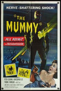 4h689 MUMMY 1sh '59 Terence Fisher, best art of Christopher Lee as the bandaged monster!