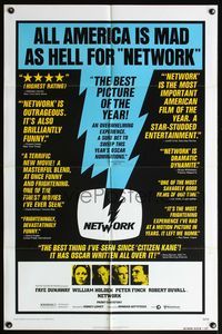 4h704 NETWORK reviews 1sh '76 written by Paddy Cheyefsky, William Holden, Sidney Lumet classic!