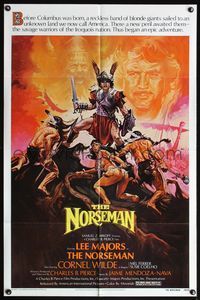 4h732 NORSEMAN 1sh '78 AIP, artwork of vikings Lee Majors, Cornel Wilde & Mel Ferrer!